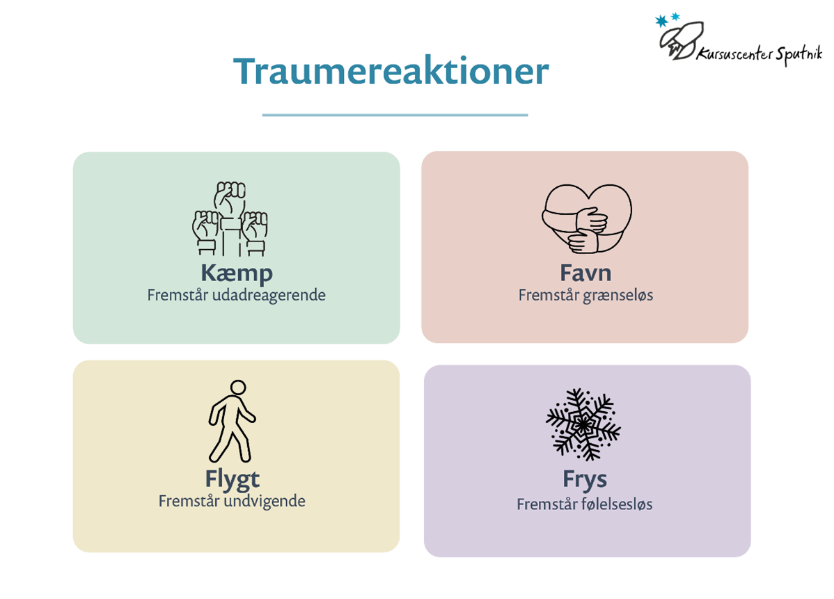 Traumereaktioner, kæmp, favn, flygt, frys
