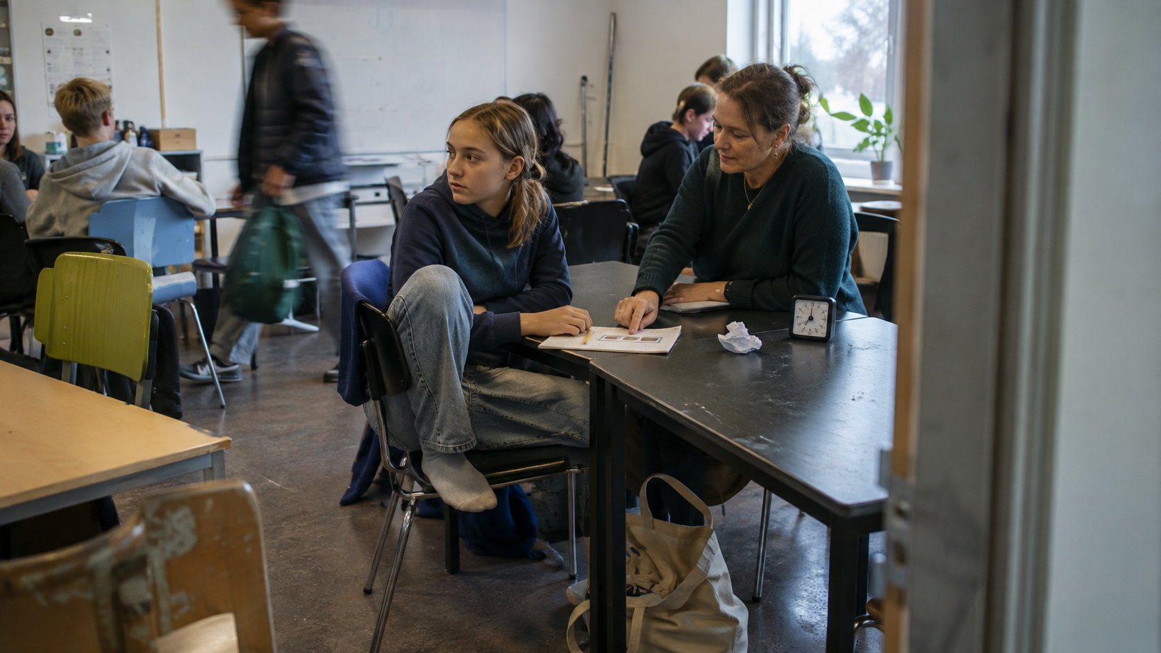 Pige med ADHD som får undervisning